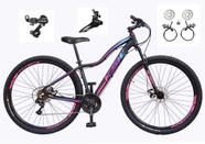 Bicicleta 29 Ksw Mwza Feminina Cambio Shimano 24v Freio Hidráulico Garfo Suspensão - Preto/Pink/Azul