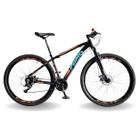 Bicicleta 29 pumabike lince 24v steez, freio mec, susp 80mm, preto com laranja e azul, 17