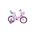 Bicicleta Amhapi Pink Girl's 16 Hoop com bicho de pelúcia