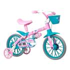 Bicicleta aro 12 charm rosa/verde. com cesta bike infantil
