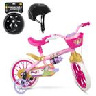 Bicicleta Aro 12 Nathor Princesas Bike Com Rodinhas Capacete