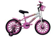 Bicicleta Aro 16 Infantil Feminina Mini MTB Branco Rosa - WENDY BIKE