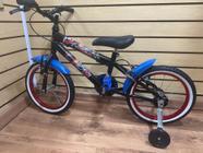 Bicicleta aro 16 preto/azul/vermelho hotwheels