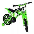 Bicicleta Aro 16 Unitoys Moto Cross aro 16 freios v-brakes cor verde com rodas de treinamento