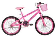 Bicicleta Aro 20 infantil Menina Rosa Infantil Splash Girl Apoio Lateral Cestinha Freio V-Brake Vellares Bike