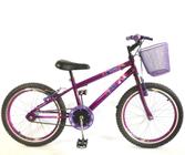 Bicicleta Aro 20 Roxa com Aros Aeros Roxo e Cesta