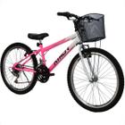 Bicicleta Aro 24 Feminina Athor Model 18 Marchas Com Cesta