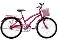 Bicicleta Aro 24 Feminina Susi Rosa Pink Com Para-lama e Cesta