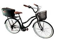 Bicicleta aro 26 adulto vintage 18v com Baú Box Preto