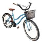 Bicicleta Aro 26 Beach Retrô 18V cesta metálica Azul BB - Maria Clara Bikes