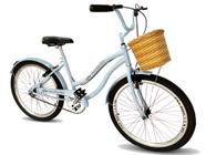 Bicicleta aro 26 cesta tipo vime retrô s/ marchas azlbbclaro