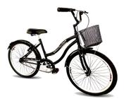 Bicicleta aro 26 com cesta de metal urbana sem marcha preto