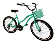 Bicicleta Aro 26 com cestinha 18 marchas selim 2 molas verde