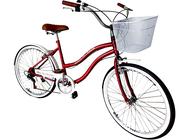 Bicicleta Aro 26 Feminina Retrô Vintage Vermelho com Branco - Maria Clara Bikes