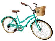 Bicicleta Aro 26 Feminina Vintage Retrô Vime Verde Água