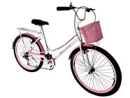 Bicicleta aro 26 retrô tipo ceci com cesta 6 marchas mary