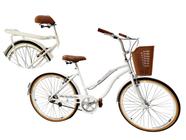 Bicicleta Aro 26 Retrô Vintage Cesta e Bagageiro Branco