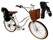 Bicicleta Aro 26 Retrô Vintage Com Par De Cadeirinhas Branco
