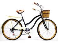 Bicicleta Aro 26 Retrô Vintage Feminina Cesta Vime Bagageiro