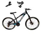 Bicicleta Aro 26 Vikingx Aluminio Tuff 25 Mtb 24v Cambio Shimano Dianteiro Traseiro Freio Disco