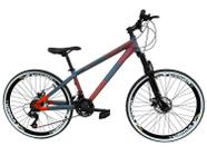 Bicicleta Aro 26 Vikingx Tuff 21v Alumínio Freio Hidráulico a Disco Aros Vmaxx Pretos - Azul Petróleo