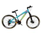 Bicicleta Aro 26 Vikingx Tuff 25 Freio Disco Mecanico Mtb 21 Velocidades Pneu Slk Fino Faixa Amarelo