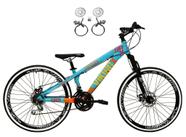 Bicicleta Aro 26 Vikingx Tuff Azul/Laranja 21v Alumínio Freio Hidráulico a Disco Aros Vmaxx Pretos