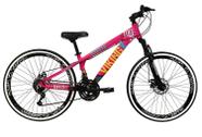 Bicicleta Aro 26 Vikingx Tuff Rosa com Azul 21v Alumínio Freio a Disco Aros Vmaxx Pretos