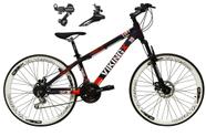 Bicicleta Aro 26 Vikingx Tuff Roxo/Laranja 21v Alumínio Câmbio Shimano Freio a Disco Aros Vmaxx Branco