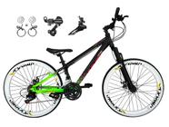 Bicicleta Aro 26 Vikingx Tuff X44 Preto/Verde 21v Câmbios Shimano Tz Freios Hidráulicos Aros Vmaxx Brancos