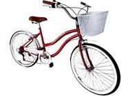 Bicicleta Aro 26 Vintage Retrô Beach Com Cestinha Vermelho