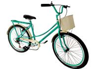 Bicicleta aro 26 vintage tipo ceci com cesta 6 marchas mary