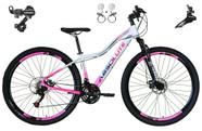 Bicicleta Aro 29 Absolute Hera 21v Câmbios Shimano Freio a Disco Hidráulico Alumínio Garfo Com Suspensão - Branco/Rosa