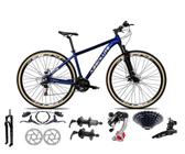 Bicicleta Aro 29 Absolute Nero 5 Câmbios Shimano 24v K7 Freios Hidráulicos Garfo Trava Com Pneu Faixa - Azul