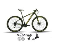 Bicicleta Aro 29 Alfameq AFX 21v Alumínio Câmbios Shimano Freio Disco Hidráulico Garfo Suspensão - Preto/Amarelo