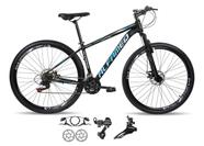 Bicicleta Aro 29 Alfameq AFX 21v Alumínio Câmbios Shimano Freio Disco Hidráulico Garfo Suspensão - Preto/Azul