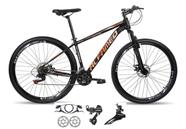 Bicicleta Aro 29 Alfameq AFX 21v Alumínio Câmbios Shimano Freio Disco Hidráulico Garfo Suspensão - Preto/Laranja