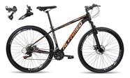 Bicicleta Aro 29 Alfameq AFX Alumínio 21v Câmbios Shimano Freio A Disco - Preto/Laranja