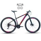 Bicicleta Aro 29 Alfameq AFX Alumínio 21v Freio A Disco Hidráulico Garfo Suspensão - Preto/Laranja/Rosa