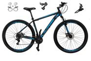 Bicicleta Aro 29 Alfameq Atx 21v Câmbios Shimano Freio a Disco Hidráulico Alumínio Garfo Com Suspensão - Preto/Azul