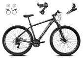 Bicicleta Aro 29 Alfameq Atx 21v Câmbios Shimano Freio a Disco Hidráulico Alumínio Garfo Com Suspensão - Preto/Cinza