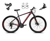 Bicicleta Aro 29 Alfameq Atx 21v Câmbios Shimano Freio a Disco Hidráulico Alumínio Garfo Com Suspensão - Preto/Vermelho