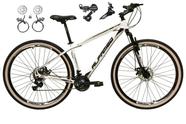 Bicicleta aro 29 Alfameq Atx 24v Câmbios Shimano Freios Hidráulicos Garfo com Suspensão Pneu Faixa Bege - Branco