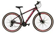 Bicicleta Aro 29 Alfameq Atx 24v Freio a Disco Garfo Com Suspensão Mtb 29 Alumínio Pneu com Faixa Bege - Preto/Rosa