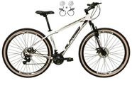 Bicicleta Aro 29 Alfameq Atx 24v Freios a Disco Hidráulicos Garfo Suspensão Pneu com Faixa Bege - Branco