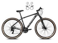 Bicicleta Aro 29 Alfameq Atx 24v Freios a Disco Hidráulicos Garfo Suspensão Pneu com Faixa Bege - Preto/Cinza