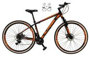 Bicicleta Aro 29 Alfameq Atx 24v Freios a Disco Hidráulicos Garfo Suspensão Pneu com Faixa Bege - Preto/Laranja