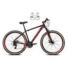 Bicicleta Aro 29 Alfameq Atx 24v Freios a Disco Hidráulicos Garfo Suspensão Pneu com Faixa Bege - Preto/Vermelho