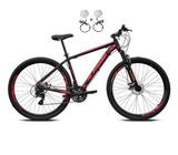 Bicicleta Aro 29 Alfameq Atx Alumínio 21v Freio a Disco Hidráulico Garfo com Suspensão - Preto/Vermelho