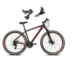 Bicicleta Aro 29 Alfameq Atx Alumínio 24v Câmbios Shimano Garfo Suspensão Pneu com Faixa Bege - Preto/Vermelho